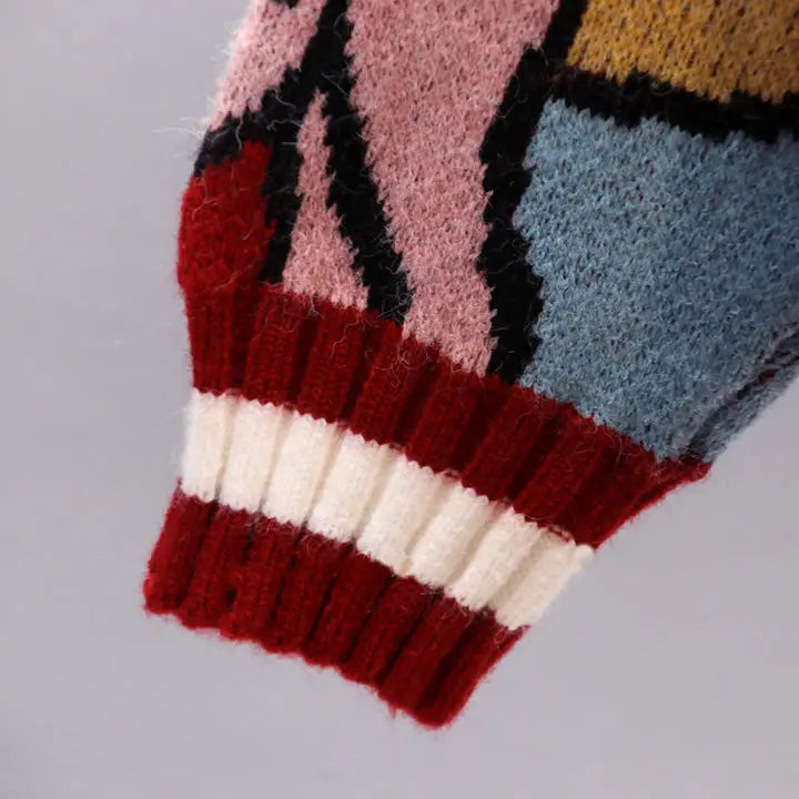 Cartoon Craze: Whimsical Oversized Knit Cardigan