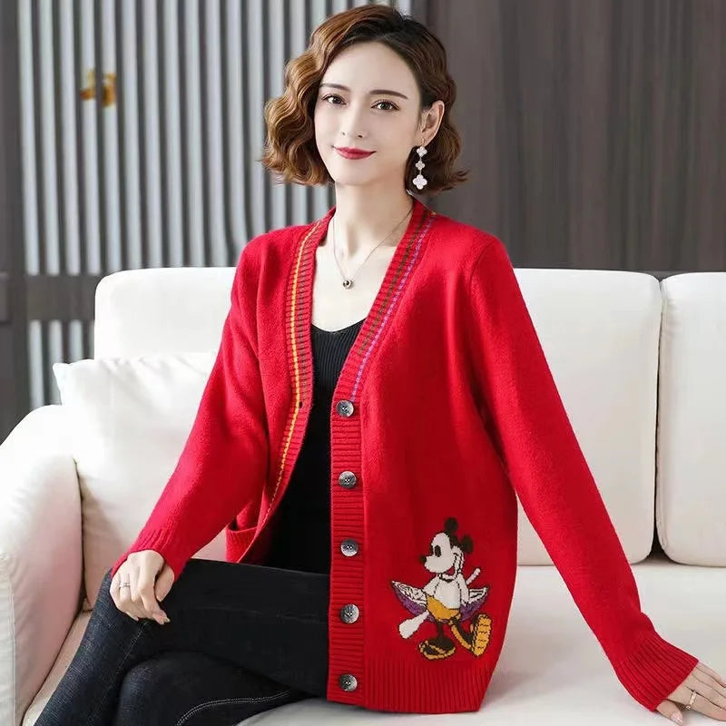 Cartoon Craze: Whimsical Oversized Knit Cardigan