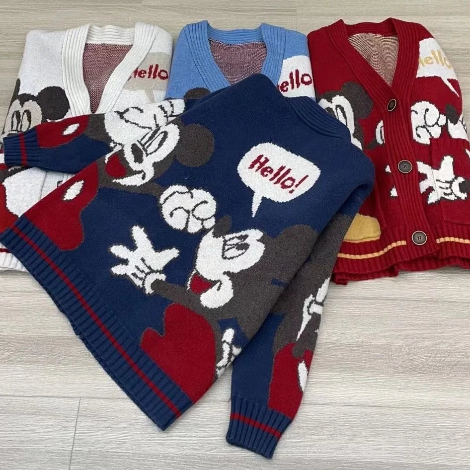 Cartoon Craze: Whimsical Oversized Knit Cardigan