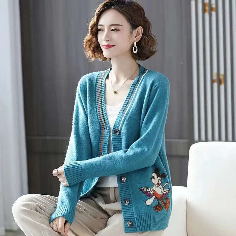 Cartoon Craze: Whimsical Oversized Knit Cardigan