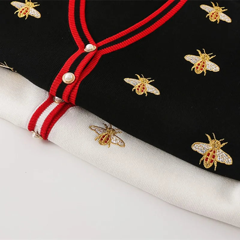 Bee Charmed: Embellished Button-Up Cardigan