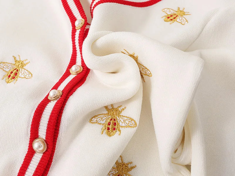 Bee Charmed: Embellished Button-Up Cardigan