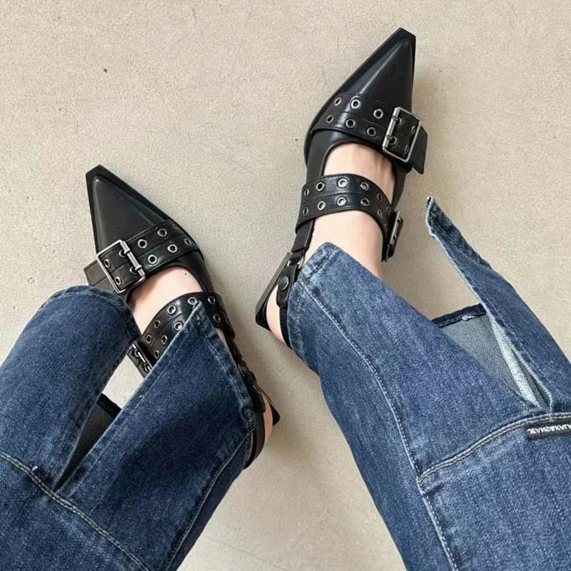 Slingback Shoes Gothic Chunky Heels